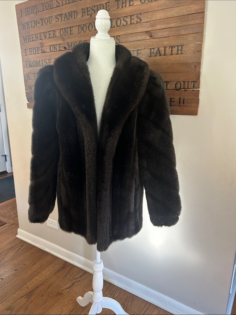 Vintage Jordache Rich Dark Brown Faux Fur Coat